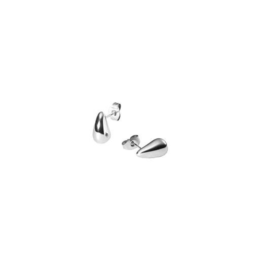 Breil, Collezione Sculpture, Orecchini Rettangolari con Elemento Doppio in Acciaio Donna, Bordi Satinati, Superficie Lucida, Pratica Chiusura a Farfallina, Dimensioni 1,85 x 4,8 cm