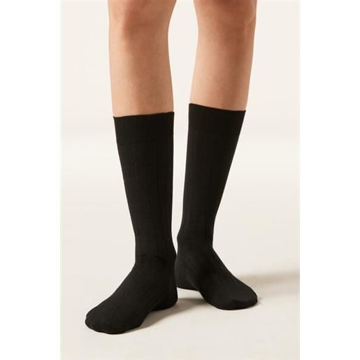 Calzedonia calze lunghezza 3/4 a coste nero