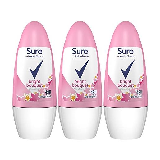 AWEHIRU 3 x 50 ml deodorante roll on da donna bright bouquet anti-traspirante