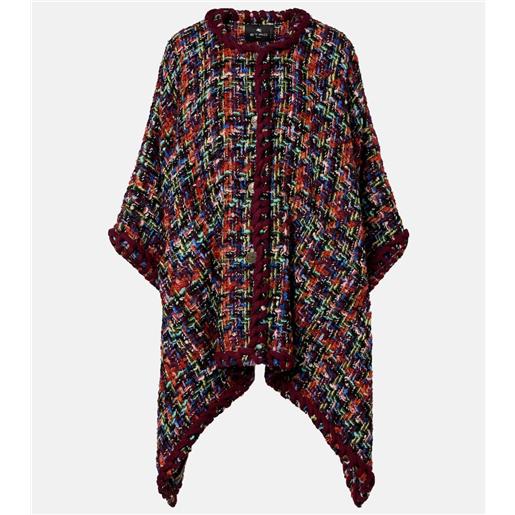 Etro mantella in tweed di misto lana e mohair
