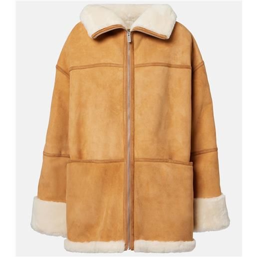 Toteme giacca signature in suede con shearling