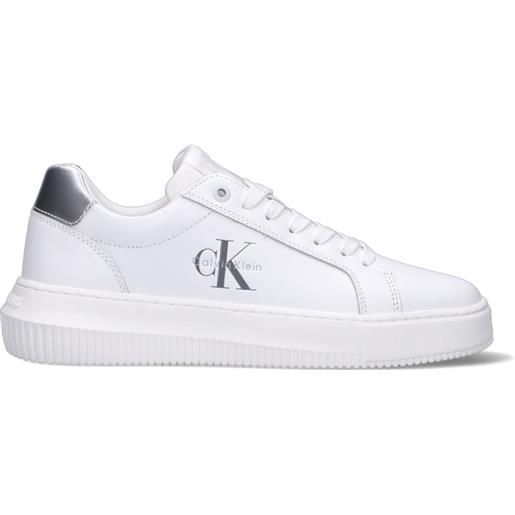 CALVIN KLEIN JEANS sneaker donna bianca/argento in pelle