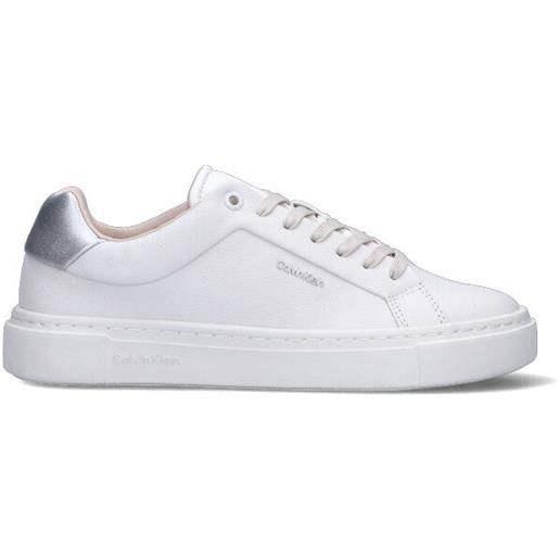 CALVIN KLEIN sneaker donna bianca/argento in pelle