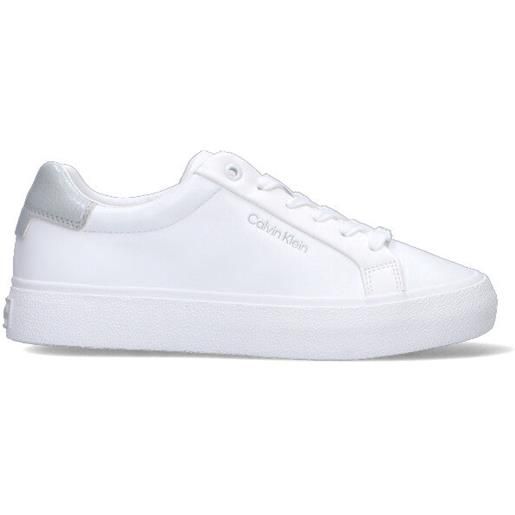 CALVIN KLEIN sneaker donna bianca/argento in pelle