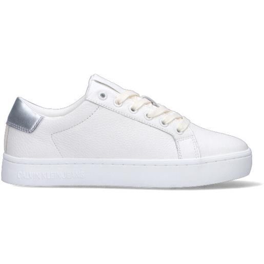 CALVIN KLEIN JEANS sneaker donna bianca/argento in pelle