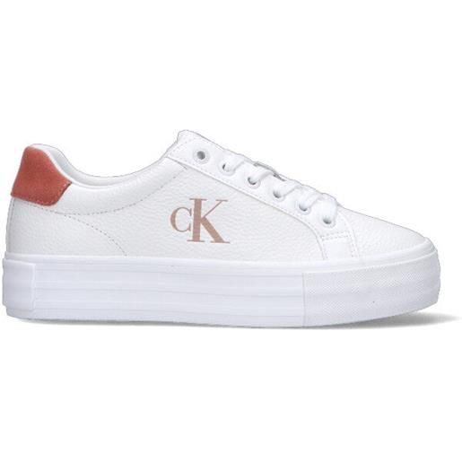 CALVIN KLEIN JEANS sneaker donna bianca/toscana in pelle