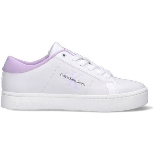 CALVIN KLEIN JEANS sneaker donna bianca/lilla in pelle