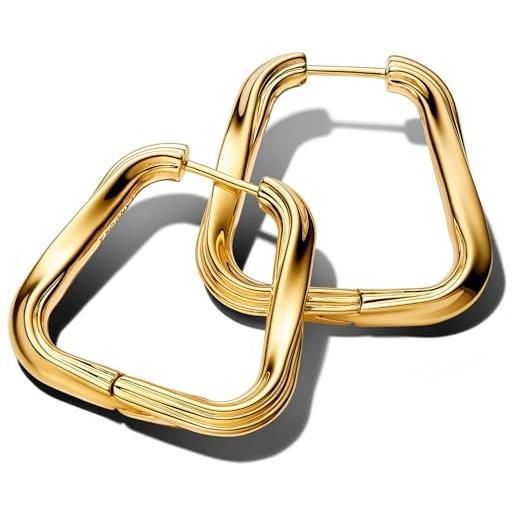 Pandora essence 263876c00 - orecchini a cerchio in argento sterling placcato oro 14 carati