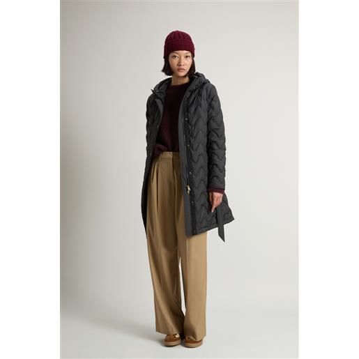 Woolrich donna heritage parka trapuntato in microfibra nero taglia xxs