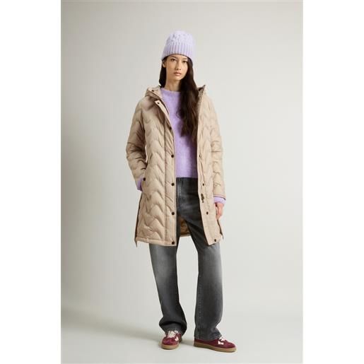 Woolrich donna heritage parka trapuntato in microfibra beige taglia xxs