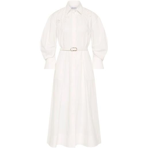Rebecca Vallance abito midi con pizzo e cintura - bianco