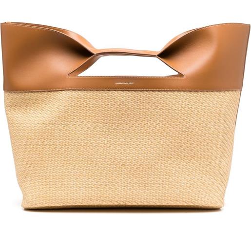 Alexander McQueen borsa tote the bow intrecciata - toni neutri