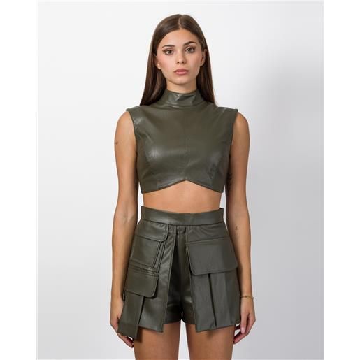 SILENCE LIMITED crop top in ecopelle - lara - SILENCE LIMITED