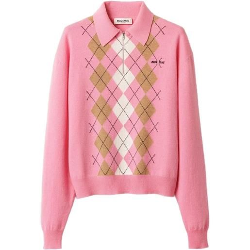 Miu Miu argyle cashmere polo-neck