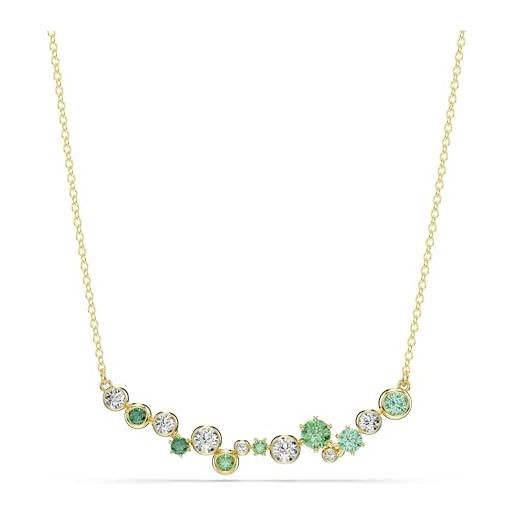 Swarovski collana constella, taglio misto, verde, placcato color oro
