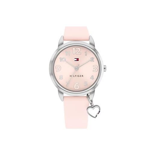 Tommy Hilfiger orologio con movimento al quarzo a tre lancetteper i giovani con cinturino in silicone rosa - 1720044, blush