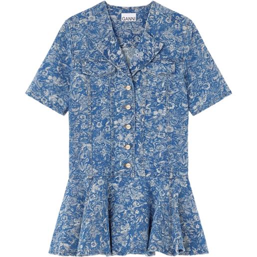 GANNI abito midi denim a fiori - blu