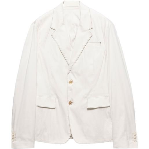 Prada giacca monopetto in cotone - bianco