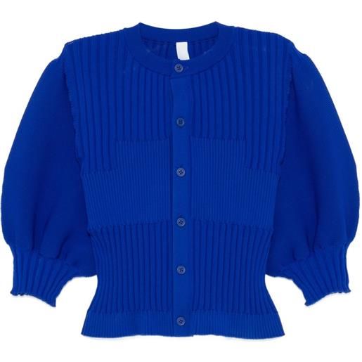 CFCL cardigan fluted a coste con maniche a palloncino - blu