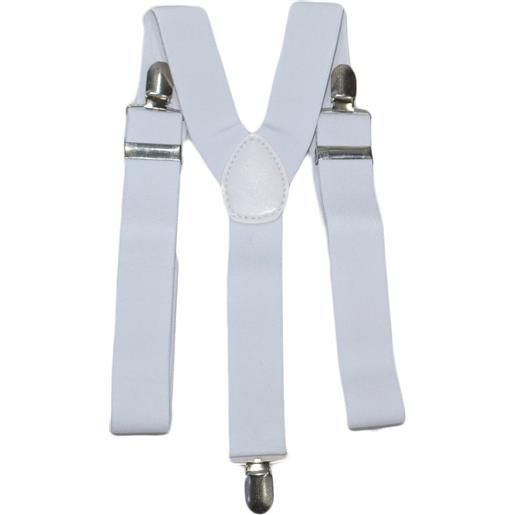 Malu Shoes bretelle da uomo regolabili bianco elastiche con clip in metallo forma a uncino extra forte moda