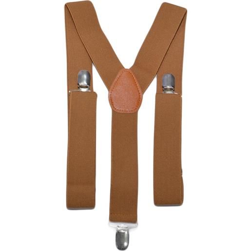 Malu Shoes bretelle da uomo regolabili marroni con clip in metallo forma a x extra forte moda