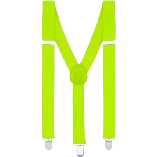 Malu Shoes bretelle da uomo regolabili verde fluo elastiche con clip in metallo forma a x extra forte moda