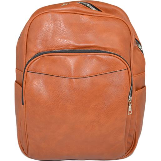 Malu Shoes zaino uomo borsa cartella tascata chiusura zip 2 aperture vari scompartimenti frontale capiente bagaglio viaggio marrone