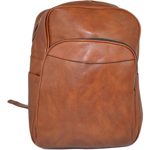Malu Shoes zaino uomo borsa cuoio cartella tascata chiusura a zip 2 aperture vari scompartimenti frontale capiente bagaglio viaggio