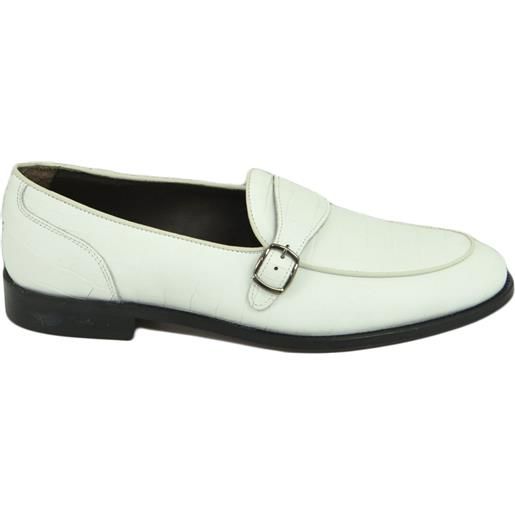 Mocassino Uomo Beige Vera Pelle Scamosciata Con Fibbia Frange Linea - Foto 4