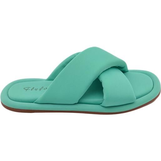 Malu Shoes pantofola donna morbida in elastina antiscivolo verde acqua con fascia incrociata comfort relax memory