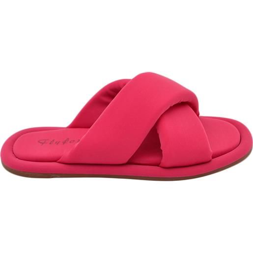Malu Shoes pantofola donna morbida in elastina antiscivolo fucsia con fascia incrociata comfort relax memory