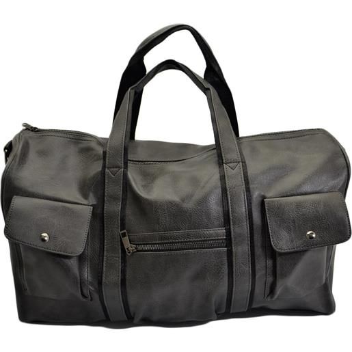 Malu Shoes borsone grigio uomo borsa grande in ecopelle con tasche portaoggetti tracolla vintage voli tracolla regolabile e zip