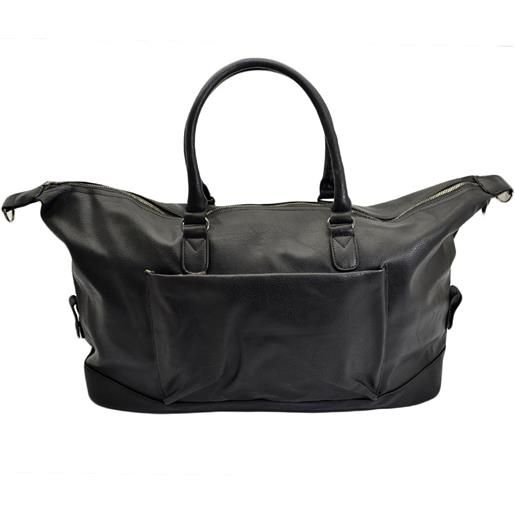 Malu Shoes borsone nero uomo borsa grande in ecopelle da viaggio con tracolla vintage voli tracolla regolabile e ganci zip