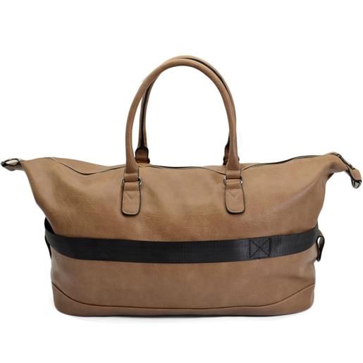 Malu Shoes borsone tortora uomo borsa grande in ecopelle da viaggio con tracolla vintage voli tracolla regolabile e ganci zip