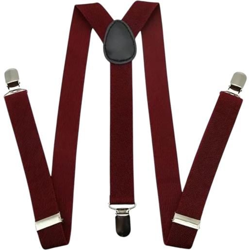 Malu Shoes bretelle da uomo regolabili marrone con clip in metallo forma a x extra forte moda