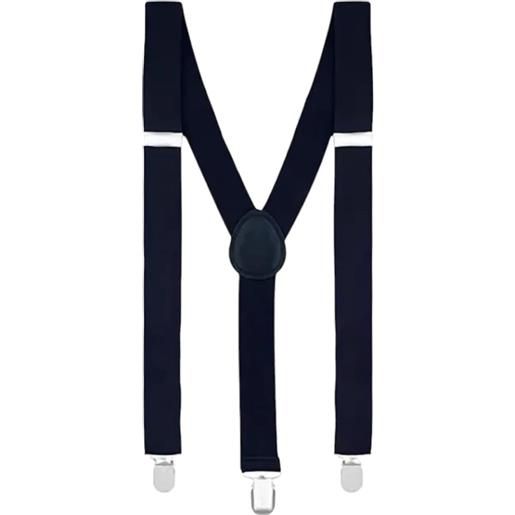 Malu Shoes bretelle da uomo regolabili blu con clip in metallo forma a x extra forte moda