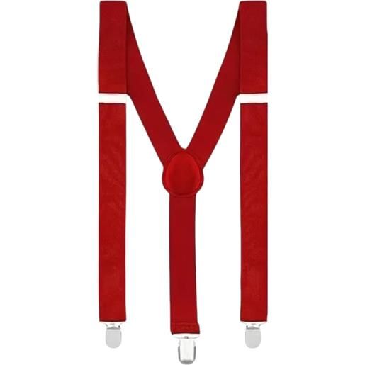 Malu Shoes bretelle da uomo regolabili rosse con clip in metallo forma a x extra forte moda