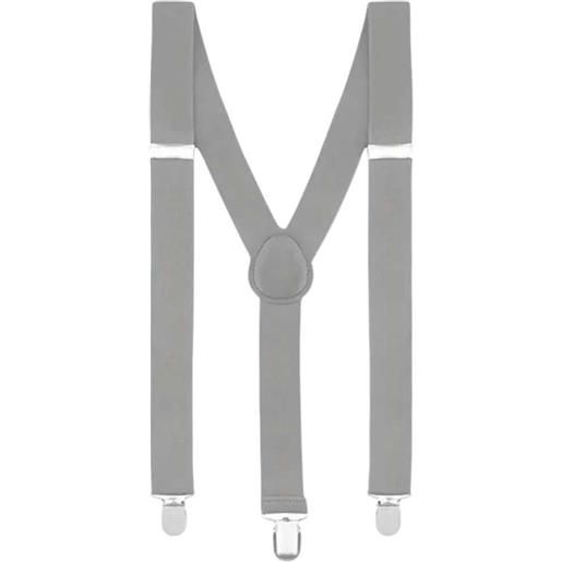 Malu Shoes bretelle da uomo regolabili grigio con clip in metallo forma a x extra forte moda