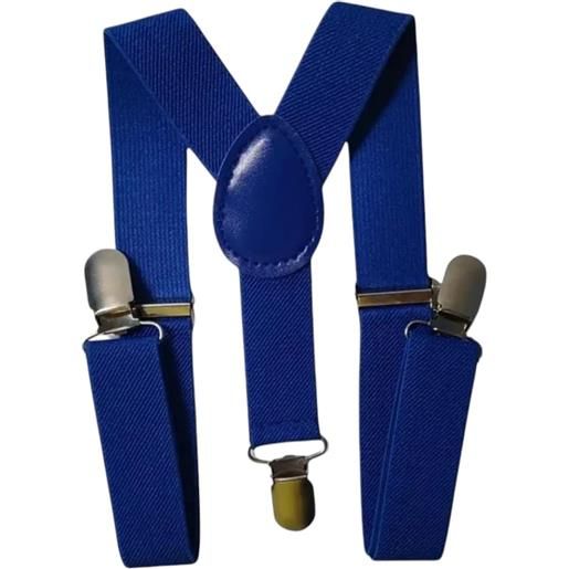 Malu Shoes bretelle unisex blu con clip in metallo forma a x extra forte regolabili moda