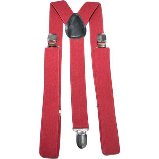 Malu Shoes bretelle da uomo regolabili bordeaux con clip in metallo forma a x extra forte moda