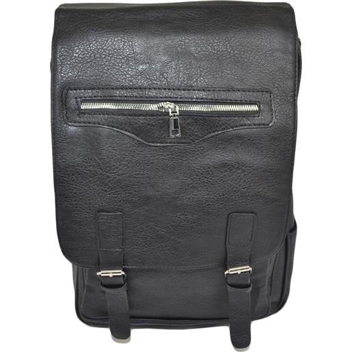 Malu Shoes zaino uomo nero cartella con fibbie regolabili zaino da lavoro medio grande rettangolare 13 pollici laptop portatile pu