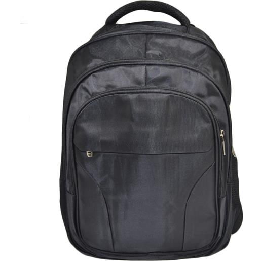 Malu Shoes zaino uomo borsa nero in tessuto cartella chiusura a zip 3 aperture vari scompartimenti frontale capiente bagaglio