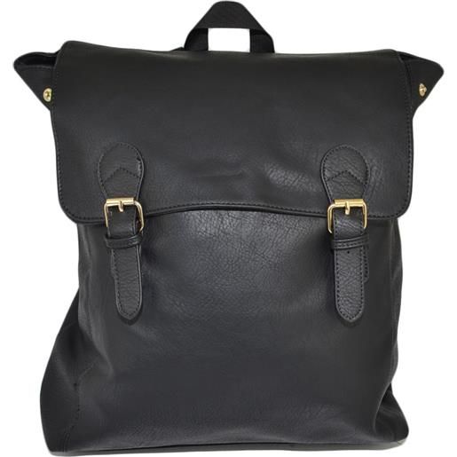 Malu Shoes zaino uomo nero cartella con fibbie regolabili zaino da lavoro medio grande rettangolare 13 pollici laptop portatile pu