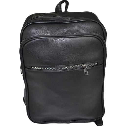 Malu Shoes zaino uomo borsa nero cartella tascata chiusura a zip 3 aperture vari scompartimenti frontale capiente bagaglio viaggio