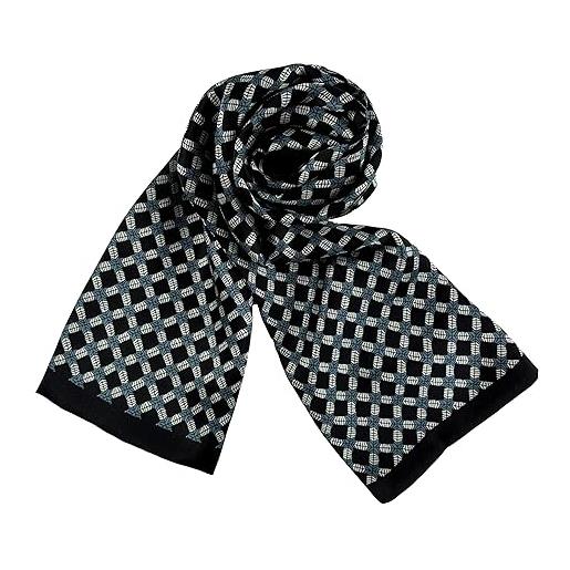 JWSilk sciarpa lunga charmeuse in seta da uomo, nero , 63x10