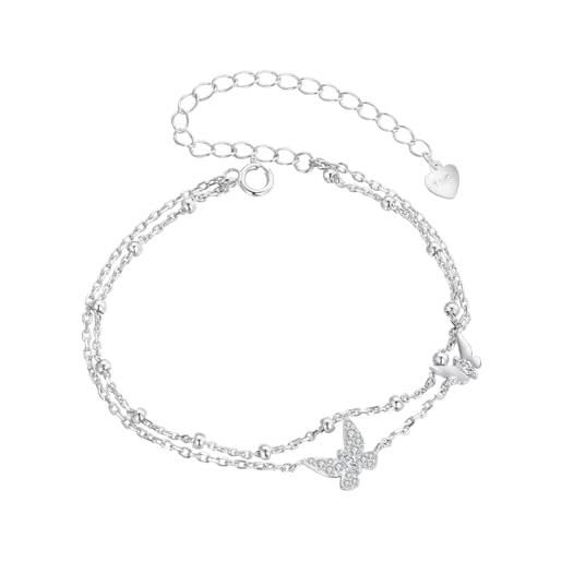 Bracciale con coccinella Regali Red Ladybug Macchie nere in argento sterling 925 Ladybug gioielli per ragazze donne insetti amanti Argento