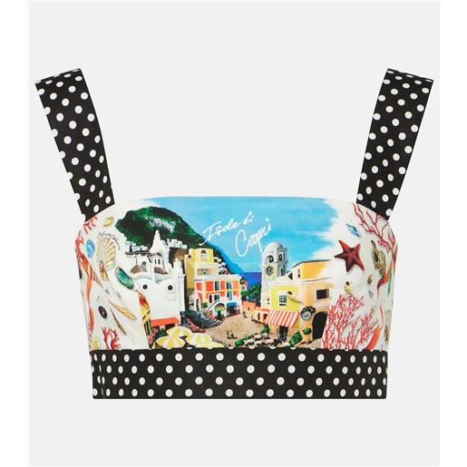 Dolce&Gabbana top cropped capri in cotone con stampa