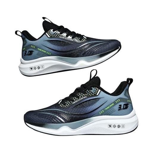 Generisch scarpe da corsa professionali da uomo, scarpe da ginnastica, traspiranti, comode, leggere, per attività all'aria aperta, per il fitness, per la palestra, per lo sport, nero , 42 eu