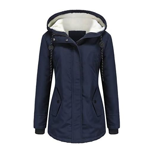 JMKEY cappotti invernali da donna giacca calda con cappuccio in pile a maniche lunghe in pile imbottito con zip parka, stile 3, s