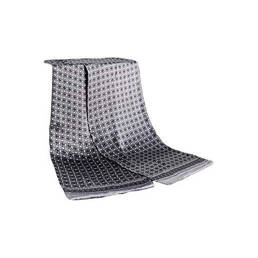 UK_Stone classico 100% seta paisley fiori doppio strato sciarpa uomo sciarpa 10 mm, a scacchi fiori grigio, größe: 160*28cm(62,4x 10,92)